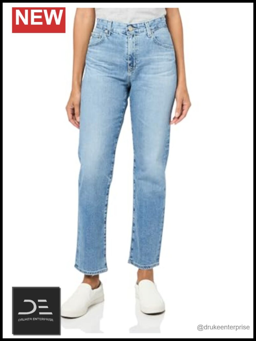 High Rise Slouchy Slim Jeans Cotton Blend Stretch Casual Tapered